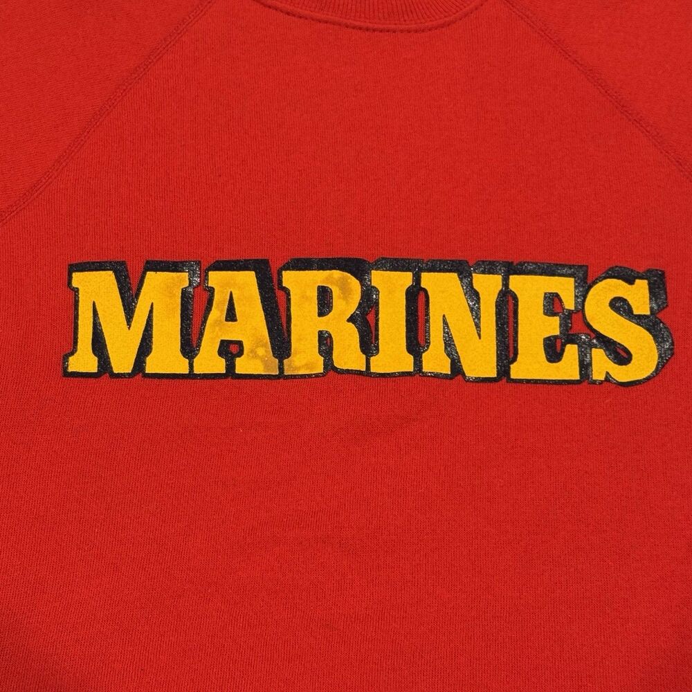 Vintage United States Marine Corps Crewneck Sweatshirt Red USMC Bassett-Walker M - Picture 4 of 6